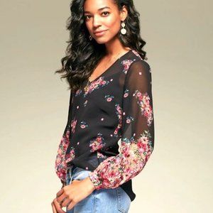 Floral Black Blouse